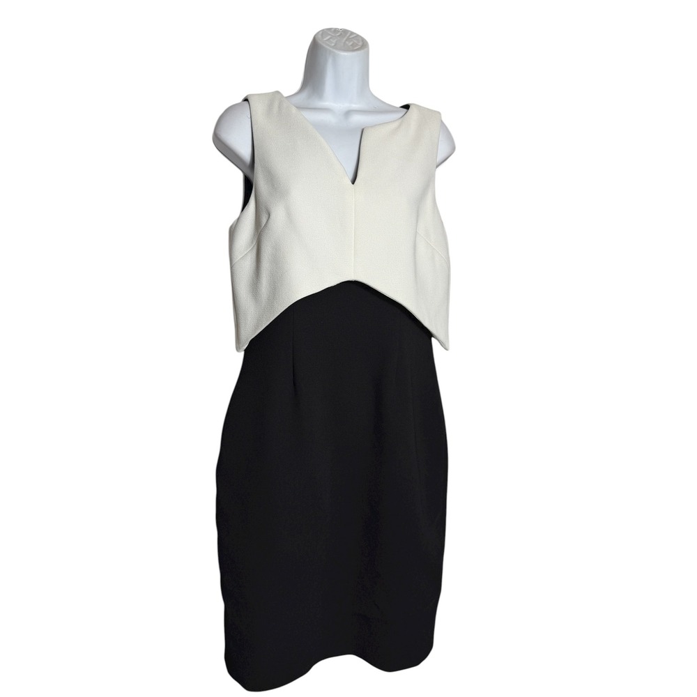 Laundry by Shelli Segal Dress Size 6‎ Black White Sleeveless Sheath Dress 🖤🤍🖤